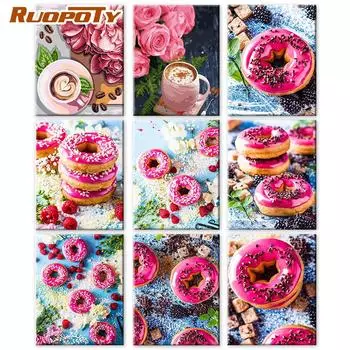 RUOPOTY картина по номерам пончики пейзаж настенная живопись ручная роспись уникальный подарок картина по номерам еда для гостиной 40x50cm NO Frame