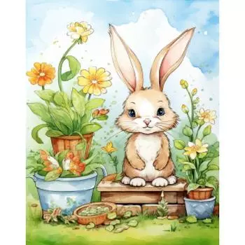 RUOPOTY Картина по номерам. Рисунок кролика ручной работы по номерам. Цветы. Картина по номерам. Взрослые. Поделки. Подарок. 40x50cm NO Frame