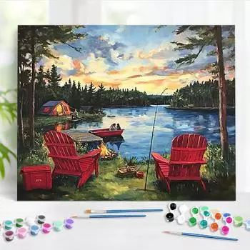 RUOPOTY Картина по номерам Riverside Chair Картина маслом на холсте Акриловая краска Картины для начинающих на холсте Декор для дома 40x50cm NO Frame