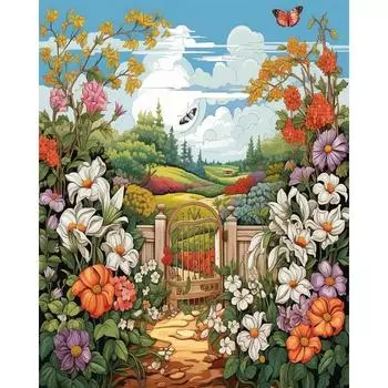 RUOPOTY картина по номерам садовый пейзаж акриловый рисунок холст настенная живопись маслом по номерам DIY украшение дома подарок