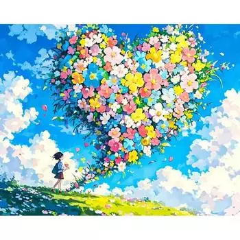 RUOPOTY картина по номерам сердце цветы для взрослых картина по номерам акриловая краска на холсте DIY рамка украшение дома 40x50cm NO Frame