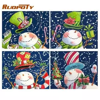 Ruopoty картина по номерам снеговик акрил уникальный подарок DIY картины по номерам зима на холсте наборы домашний декор Рождественский подарок 40x50cm NO Frame