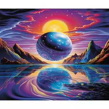 RUOPOTY картина по номерам Солнце Планета рисунок рисунок DIY рисунок по номерам настенный художественный домашний декор 40x50 см 40x50cm NO Frame
