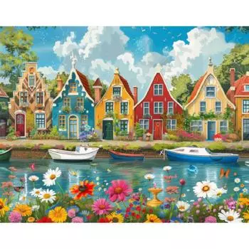 RUOPOTY Картина по номерам своими руками Дом Озеро Краска с номерами Ручная работа Украшение стены для DIY Gif 40x50cm NO Frame