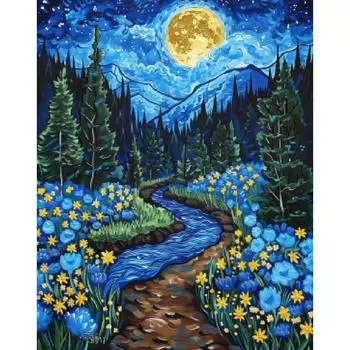 RUOPOTY Картина по номерам своими руками Лесная лунная ночь Картина по номерам Домашний декор Набор красок для рукоделия Подарок для взрослых 40x50cm NO Frame