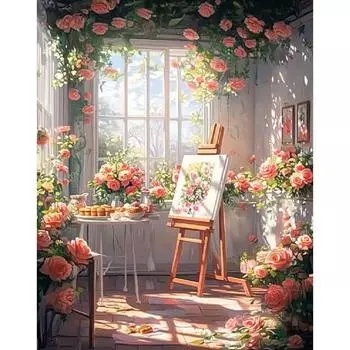 RUOPOTY Картина по номерам своими руками Пейзажная студия Картина по номерам Расписанная вручную подарочная краска с номерами для домашнего декора 40x50cm NO Frame