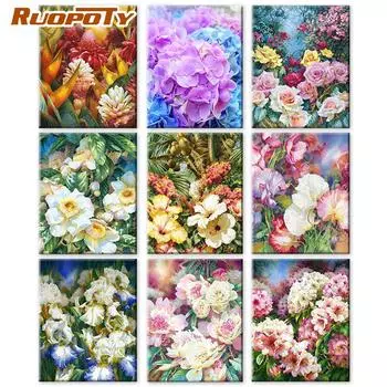 RUOPOTY картина по номерам ваза ручная роспись картины по номерам цветок на холсте украшение дома DIY подарок настенное искусство 40x50cm NO Frame