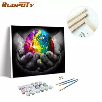 Ruopoty картина по номерам Земля Пейзаж ручная роспись стены искусства уникальный подарок DIY рамка краска по номерам ручной декор детской комнаты 40x50cm NO Frame