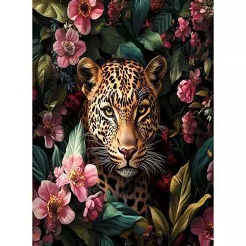 RUOPOTY Картина по номеру Цветок Леопард Картина маслом Рисунок Раскраска Ручная работа Масло Краска Производство Ручная работа Мебель для дома Декор 40x50cm NO Frame