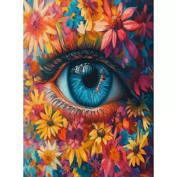 RUOPOTY Картина с цифрами Цветочные глаза Ручная роспись на холсте Картина Подарок ручной работы по номерам Картина с изображением дома Картина на стене 40x50cm NO Frame
