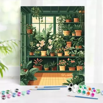 RUOPOTY Картина с цифрами Тепличная растительность Ручная роспись на холсте для взрослых по номерам Акриловые наборы по номерам 40x50cm NO Frame