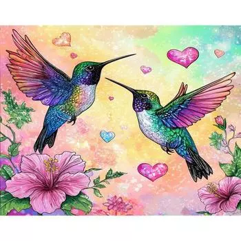 RUOPOTY Картина с номерами Парные колибри Ручная роспись Акриловые краски Картины по номерам Наборы для украшения стен в помещении 40x50cm NO Frame