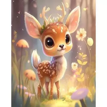 Ruopoty картинки по номерам мультфильм олень ручная роспись рамка «сделай сам» краска по номерам для взрослых Kill Time украшение дома подарок 40x50cm NO Frame