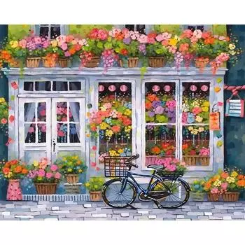 RUOPOTY картины по номерам наборы для домашнего пейзажа домашний декор живопись по номерам рисунок велосипеда на холсте ручная роспись художественный подарок 40x50cm NO Frame