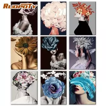 RUOPOTY картины по номерам, женский рисунок на холсте, картина по номерам для взрослых, наборы фигурок, акрил, уникальный подарок 40x50cm NO Frame