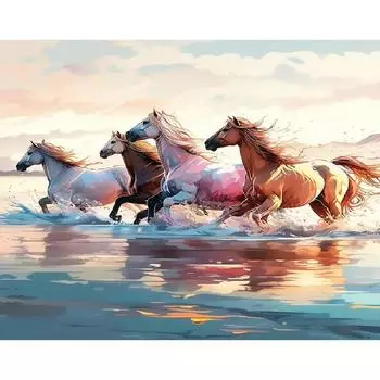 RUOPOTY Комплекты оптических номеров Paardendieren Photo Op Number Met Frame Uniek Cadeau Interieur 40x50cm NO Frame