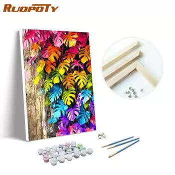 Ruopoty краска по номерам дерево пейзаж настенное искусство уникальный подарок домашний декор раскраска по номерам лист для гостиной 40x50cm NO Frame