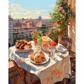 Ruopoty краска по номерам для отдыха еда пейзаж рисунок на холсте ручная роспись художественный подарок DIY картина по номерам наборы домашнего декора