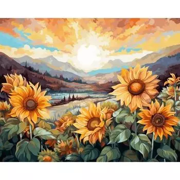 Ruopoty Краска по номерам для взрослых, для начинающих, картинки подсолнуха по номерам, ручная работа, раскраска по номерам, домашний декор 40x50cm NO Frame