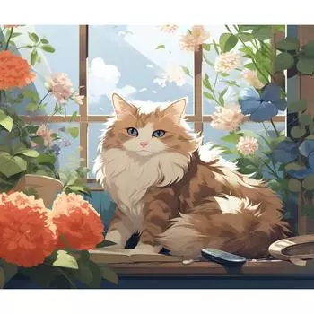 RUOPOTY краска по номерам для взрослых кошек DIY картина маслом по номерам на холсте животные безрамная картина по номерам Декор 40x50 см 40x50cm NO Frame