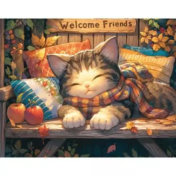 RUOPOTY Краска по номерам для взрослых, наборы для начинающих, акриловая краска на холсте, картины по номерам, кошки, животные для дома, подарок своими руками 40x50cm NO Frame