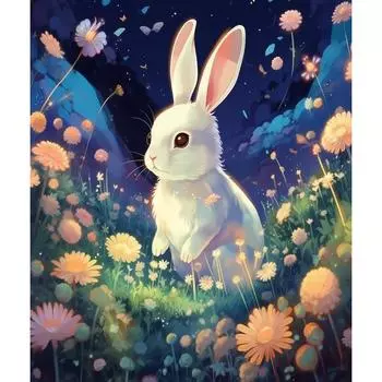 RUOPOTY краска по номерам для взрослых начинающих милый кролик животное настенная картина с номерами для украшения дома 40x50 см 40x50cm NO Frame