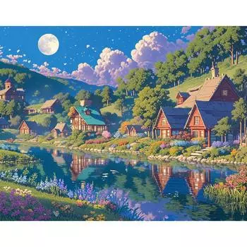 RUOPOTY Краска по номерам для взрослых, сделай сам, акриловая живопись, наборы для рисования гор по номерам на холсте, картина для домашнего декора стен 40x50cm NO Frame