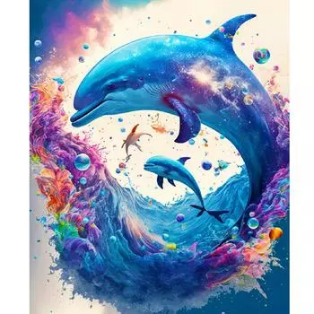 RUOPOTY Краска по номерам для взрослых, стартовые наборы, Дельфин, животные, ручная работа, раскраска по номерам, акриловая краска, подарок «сделай сам» для дома 40x50cm NO Frame