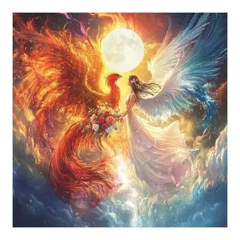 RUOPOTY Краска по номерам Феникс Женщина Рисунок на холсте Акриловая живопись по номерам для взрослых Портрет Расписанный вручную Подарки своими руками 40x40cm NO Frame