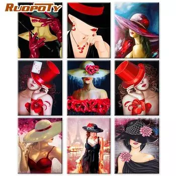 RUOPOTY краска по номерам, фигурка девушки, настенное искусство, уникальный подарок на холсте, акриловая картина по номерам, женская картина для гостиной 40x50cm NO Frame