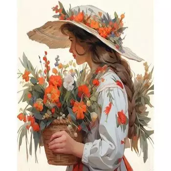 RUOPOTY краска по номерам, рисунок девушки цветка на холсте, ручная роспись, художественный подарок, сделай сам, картины по номерам, наборы фигурок, домашний декор 40x50cm NO Frame
