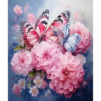 RUOPOTY краска по номерам розовые цветы и бабочки рисунок на холсте ручная роспись художественный подарок DIY картинки по номерам наборы украшения дома 40x50cm NO Frame
