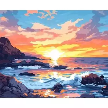 RUOPOTY краска по номерам закат и вид на море акриловая живопись искусство рисунок на холсте подарок DIY картины по номерам наборы домашнего декора 40x50cm NO Frame