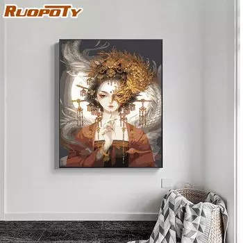 Ruopoty красочная абстрактная женская картина по номерам ручная роспись подарок «сделай сам» для взрослых акриловая краска домашний декор художественное ремесло 40x50 см