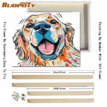 Ruopoty красочные животные DIY картина по номерам ручная роспись маслом для настенного искусства картина украшение дома 40x50 см с DIY рамкой