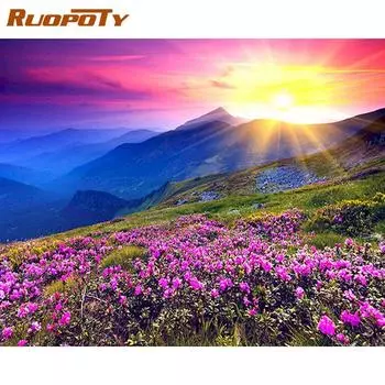 Ruopoty Красота Цветы Пейзаж DIY Картина по номерам Акриловая краска по номерам Современная настенная живопись на холсте для домашнего искусства 40x50CM NO Frame