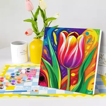 RUOPOTY набор для рисования по номерам в рамке для начинающих цветы простые в раскрашивании рисунки на холсте для взрослых картина по номерам для домашнего декора стен 20x20cm with frame