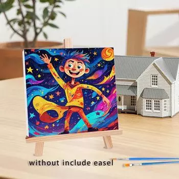 RUOPOTY набор для рисования по номерам в рамке для начинающих, стартовые наборы, мультяшные рисунки на холсте акриловыми красками для взрослых, картины по номерам для домашнего декора стен 20x20cm with frame