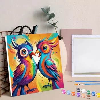 RUOPOTY набор для рисования по номерам в рамке для начинающих, наборы для начинающих, птицы, рисунки на холсте акриловыми красками для взрослых, картины по номерам для домашнего декора стен 20x20cm with frame