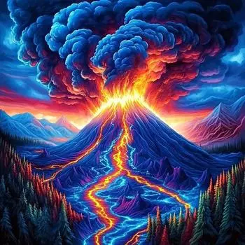 RUOPOTY Набор для самостоятельной раскраски по номерам Пейзажная живопись Вулкан по номерам на холсте Раскраска Картина ручной работы Подарок для взрослых Декор для дома 40x40cm NO Frame