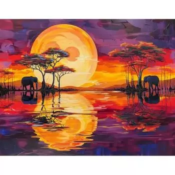 RUOPOTY Набор картин по номерам, пейзажная краска, холст, картина маслом по номерам, ручная роспись для взрослых, домашний декор 40x50cm NO Frame