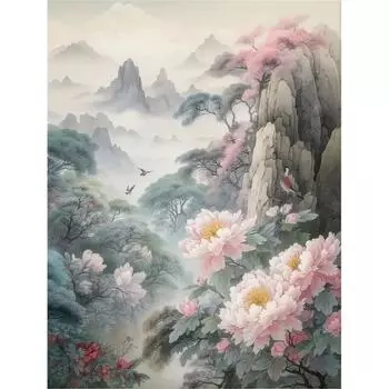 Ruopoty Наборы для рисования по номерам Абстрактные горные пейзажи Современный рисунок Раскраска по номерам Акриловая краска для домашнего декора 40x50cm NO Frame