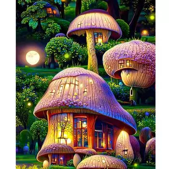 RUOPOTY Наборы для рисования по номерам Гриб Diy Набор для рисования по номерам для взрослых Ручная роспись Картина Украшения для стен дома 40x50 см 40x50cm NO Frame