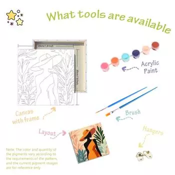 RUOPOTY Наборы для рисования по номерам в рамке, наборы для начинающих женщин, настенное искусство, акриловые поделки, мультяшные картины по номерам для подарков своими руками, домашний декор 20x20cm with frame