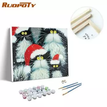 Ruopoty настенная живопись маслом по номерам рисунок кошки DIY рамка картина по номерам животное декор для детской комнаты 40x50cm NO Frame