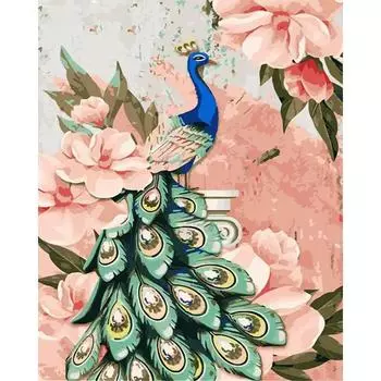 RUOPOTY Olieverfschilderij Op Number Pauw Handbeschilderd Schilderij Op Number Dierenschildering Huisdecor