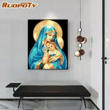 Ruopoty Отец, мать и ребенок, картина по номерам, семейная фигура, картина на холсте, картина по номерам, ручная работа, акриловая краска, рисунок, настенное искусство