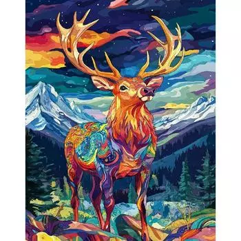RUOPOTY Картина по номерам Олени Животные Рисунок на холсте Картина для взрослых Расписанный вручную Декор для дома 40x50cm NO Frame