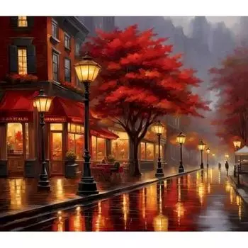 RUOPOTY Пейзаж с шумными улицами Картина по номерам Для взрослых Акриловые краски Картины по номерам Рисунок Домашний декор