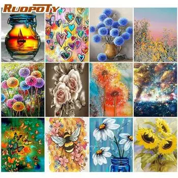 Ruopoty полная квадратная дрель 5D DIY алмазная живопись «Цветной одуванчик» вышивка крестиком горный хрусталь домашний декор подарок 20x30cm